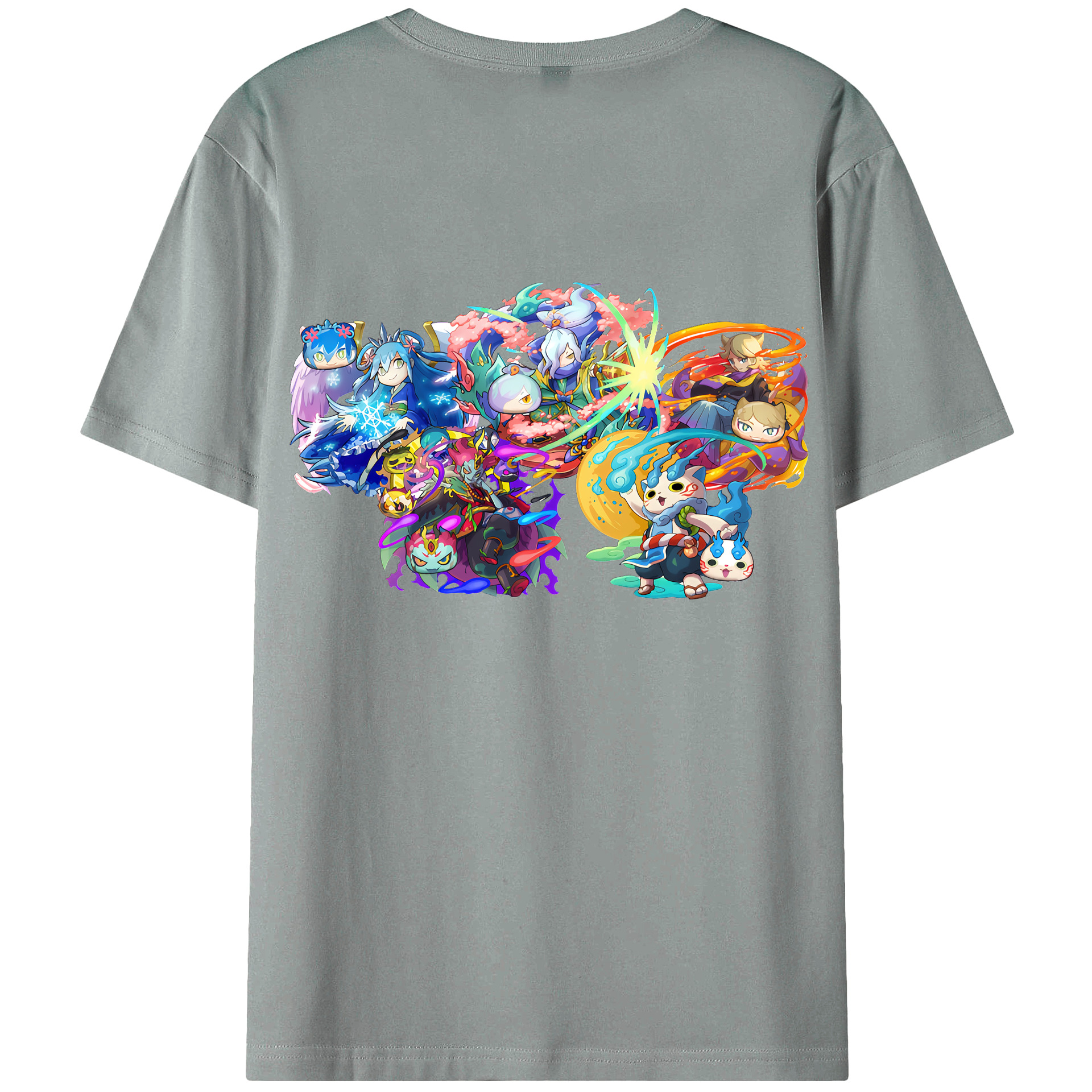 （画像用） 妖怪ウォッチ Yo-kai Watch 綿100％ メンズ半袖Tシャツ（バックプリント） 通気性